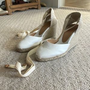 Castaner White Espadrille Wedges